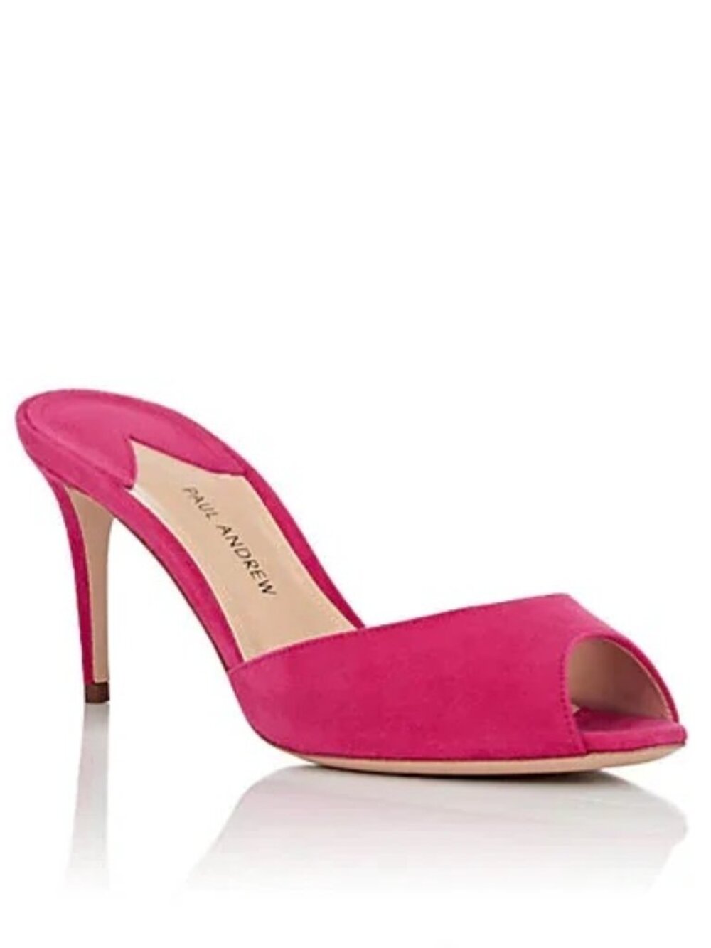 Paul Andrew Aristata Peep-Toe Mule Sandals Hot Pink Suede Sz 39